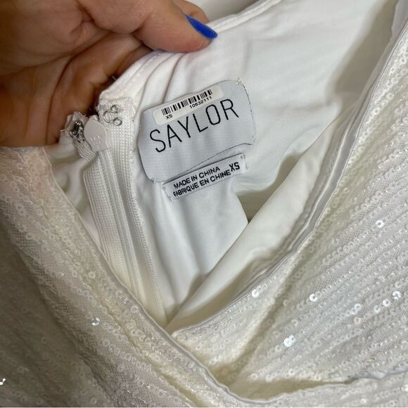Taylor SAYLOR HARMONIE WHITE SEQUINS CIT OUT DRESS XS - Picture 6 of 8